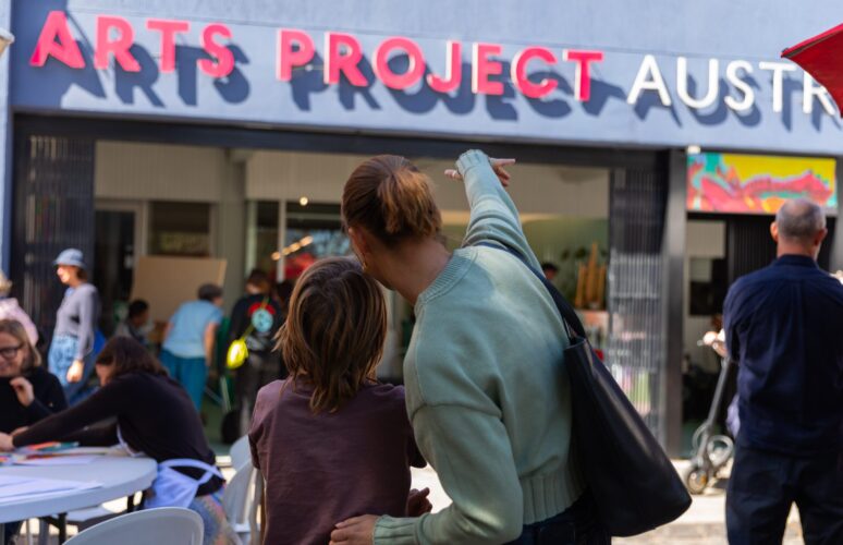 Art Project Australia Studio Open Day crowd out the front of the Northcote Studio